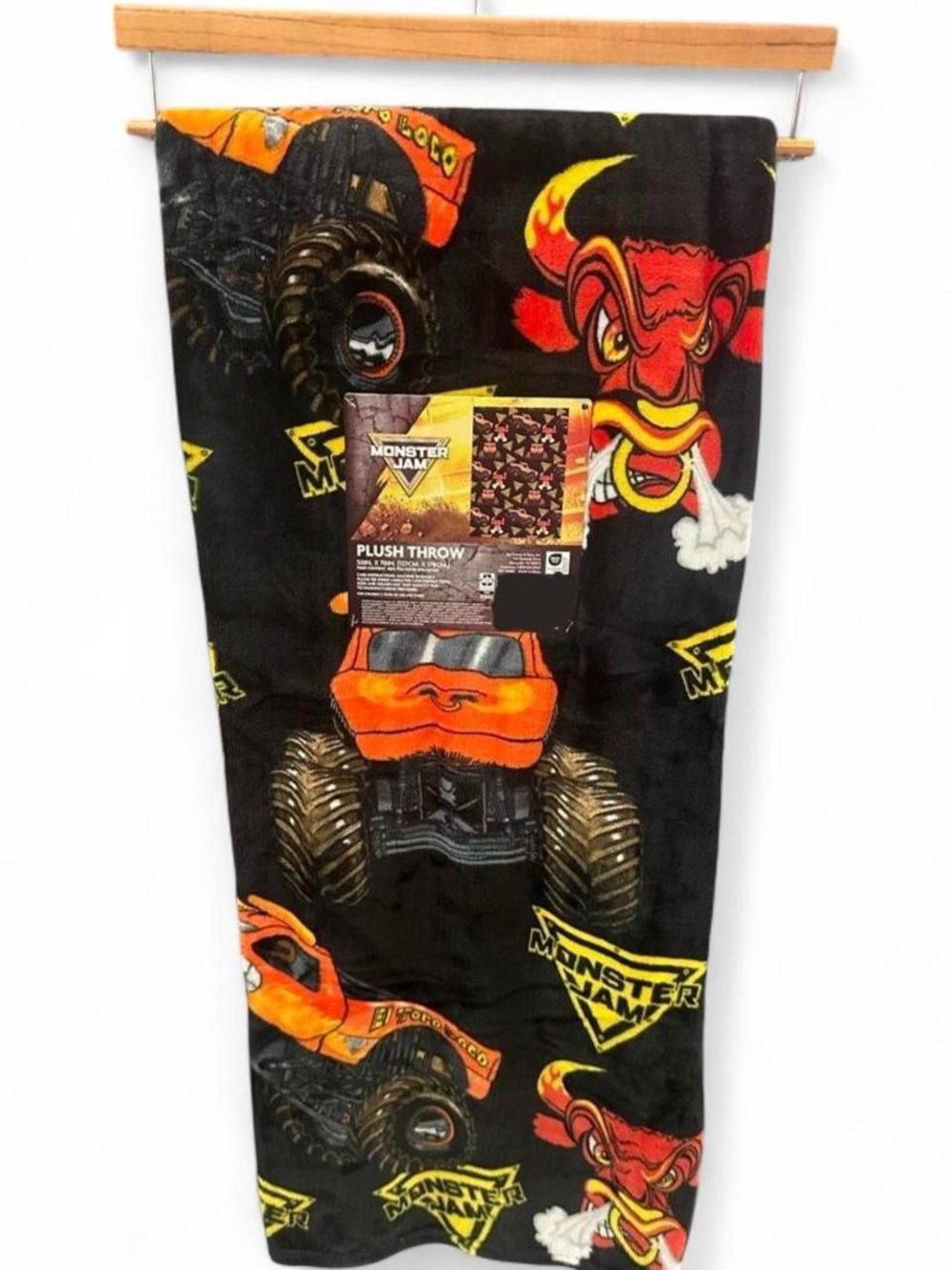 Monster Jam Monster Trucks & Raging Bulls Plush Throw Blanket